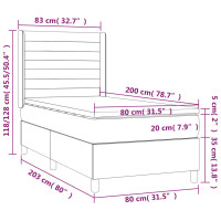 Produktbild för Ramsäng med madrass & LED taupe 80x200 cm tyg