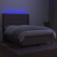 Produktbild för Ramsäng med madrass & LED taupe 140x200 cm tyg