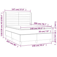 Produktbild för Ramsäng med madrass & LED taupe 140x200 cm tyg