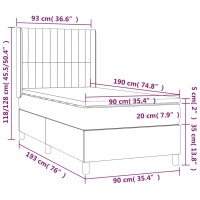 Produktbild för Ramsäng med madrass & LED gräddvit 90x190 cm tyg