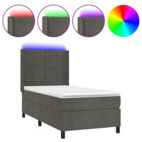 Produktbild för Ramsäng med madrass & LED mörkgrå 80x200 cm sammet