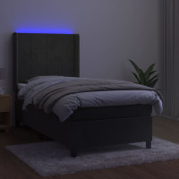 Produktbild för Ramsäng med madrass & LED mörkgrå 80x200 cm sammet