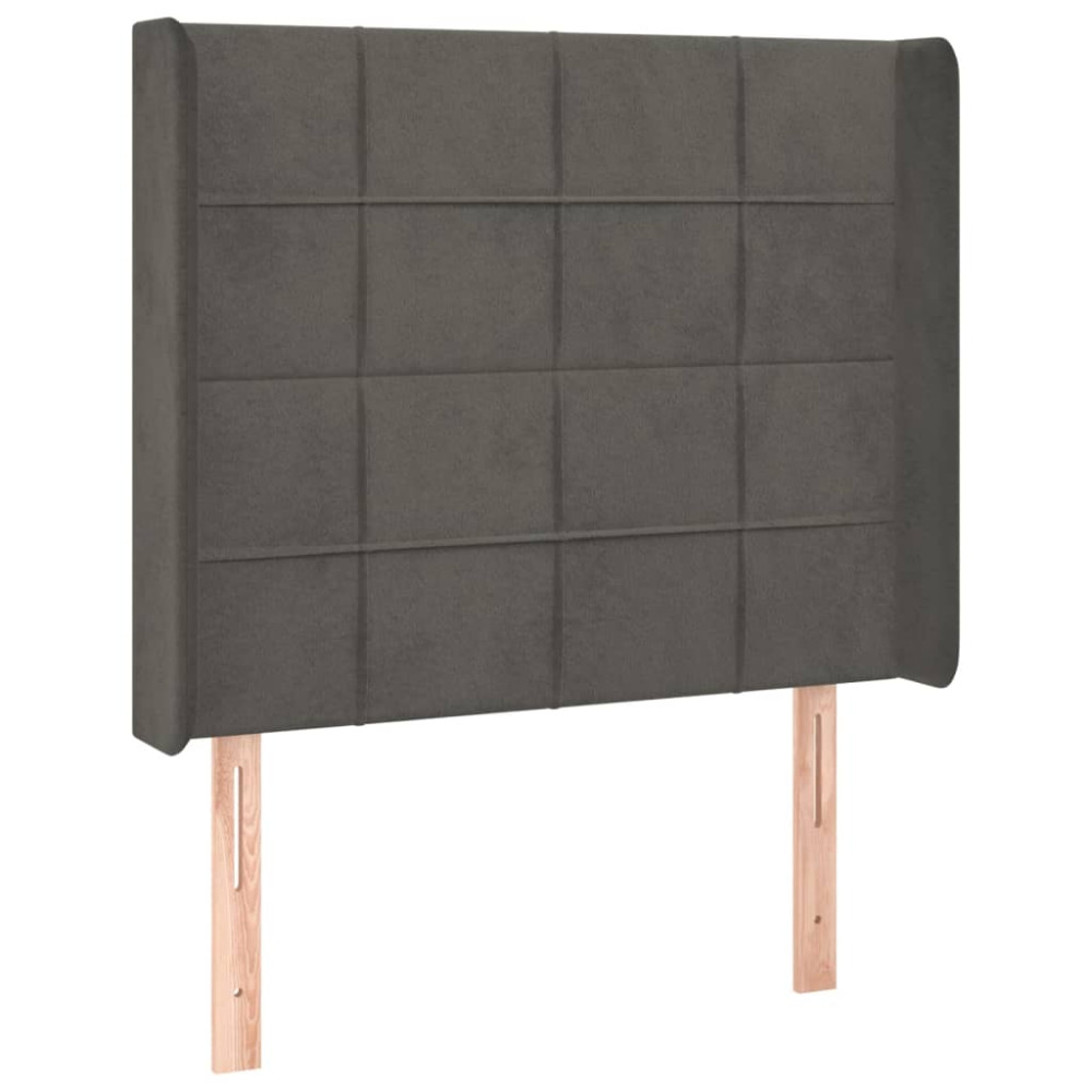 Produktbild för Ramsäng med madrass & LED mörkgrå 80x200 cm sammet