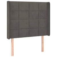 Produktbild för Ramsäng med madrass & LED mörkgrå 80x200 cm sammet