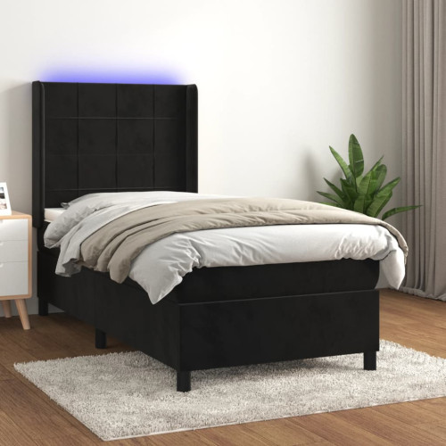 vidaXL Ramsäng med madrass & LED svart 80x200 cm sammet