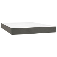 Produktbild för Ramsäng med madrass & LED mörkgrå 140x190 cm sammet