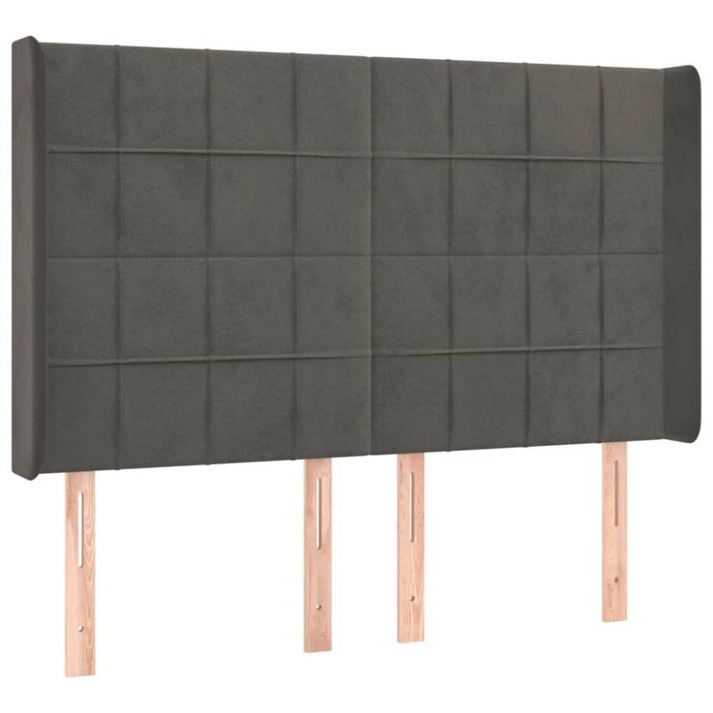 Produktbild för Ramsäng med madrass & LED mörkgrå 140x190 cm sammet