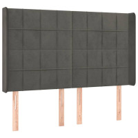 Produktbild för Ramsäng med madrass & LED mörkgrå 140x190 cm sammet