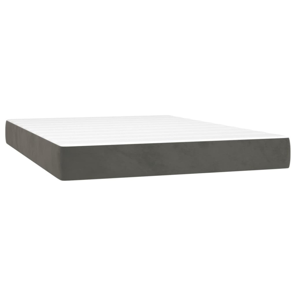 Produktbild för Ramsäng med madrass & LED mörkgrå 140x200 cm sammet