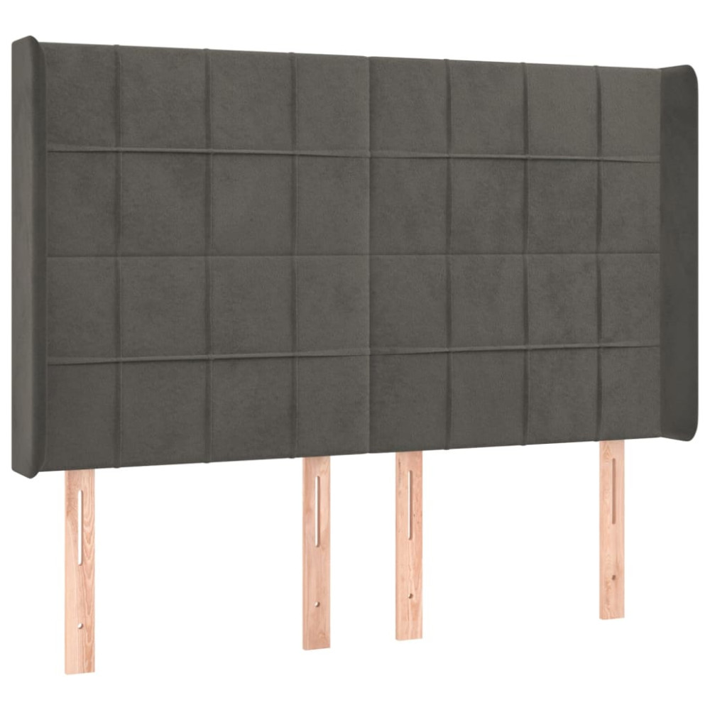 Produktbild för Ramsäng med madrass & LED mörkgrå 140x200 cm sammet
