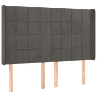 Produktbild för Ramsäng med madrass & LED mörkgrå 140x200 cm sammet