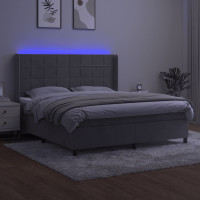 Miniatyr av produktbild för Ramsäng med madrass & LED ljusgrå 180x200 cm sammet