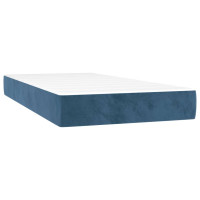 Produktbild för Ramsäng med madrass & LED mörkblå 80x200 cm sammet
