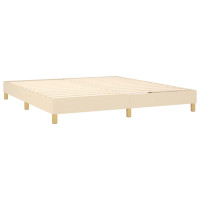 Produktbild för Ramsäng med madrass gräddvit 180x200 cm tyg