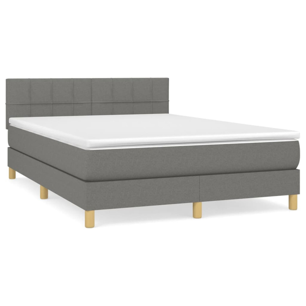 Produktbild för Ramsäng med madrass mörkgrå 140x200 cm tyg