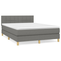 Produktbild för Ramsäng med madrass mörkgrå 140x200 cm tyg