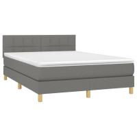 Produktbild för Ramsäng med madrass mörkgrå 140x200 cm tyg
