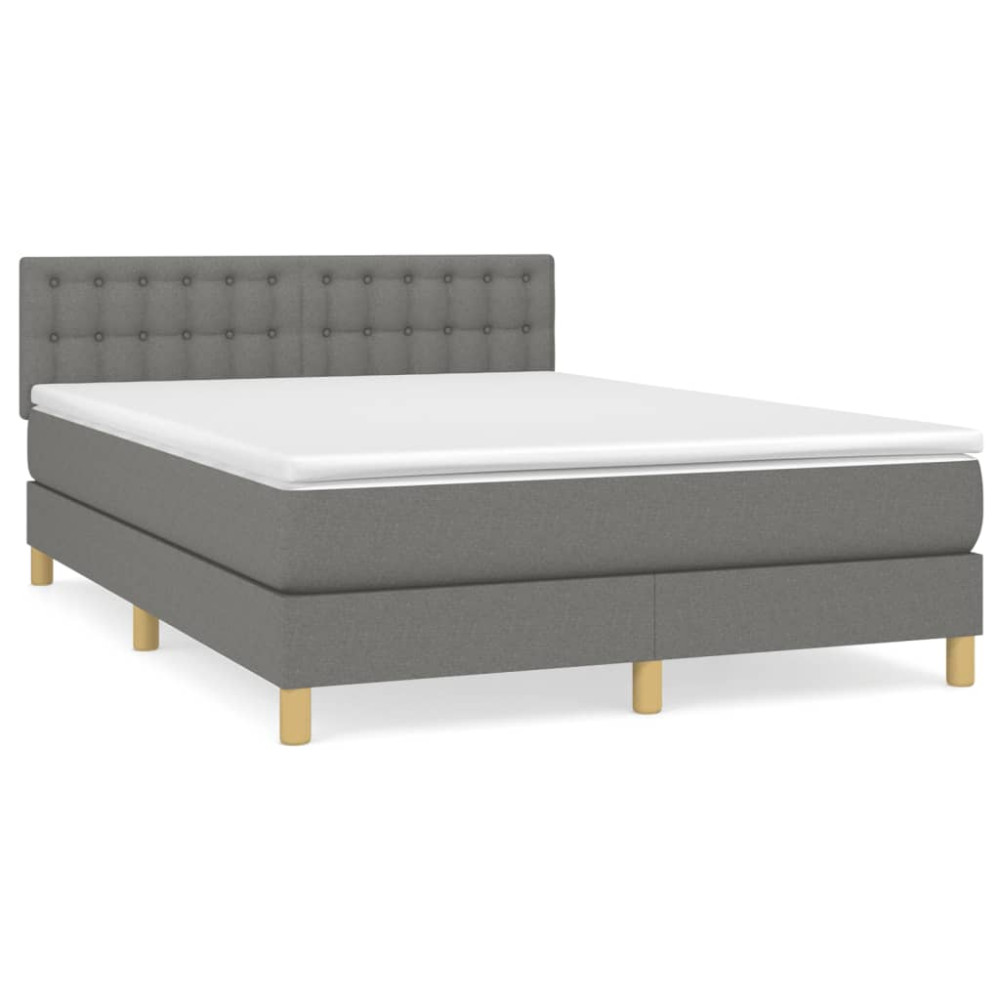 Produktbild för Ramsäng med madrass mörkgrå 140x200 cm tyg