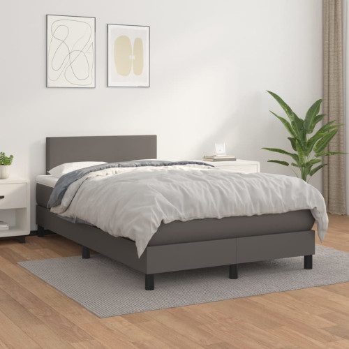 vidaXL Ramsäng med madrass grå 120x200 cm konstläder
