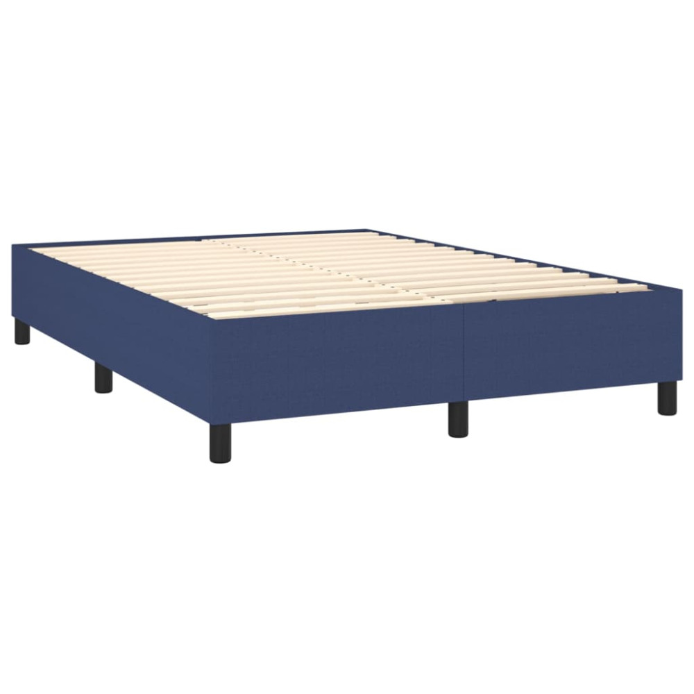 Produktbild för Ramsäng med madrass blå 140x200 cm tyg