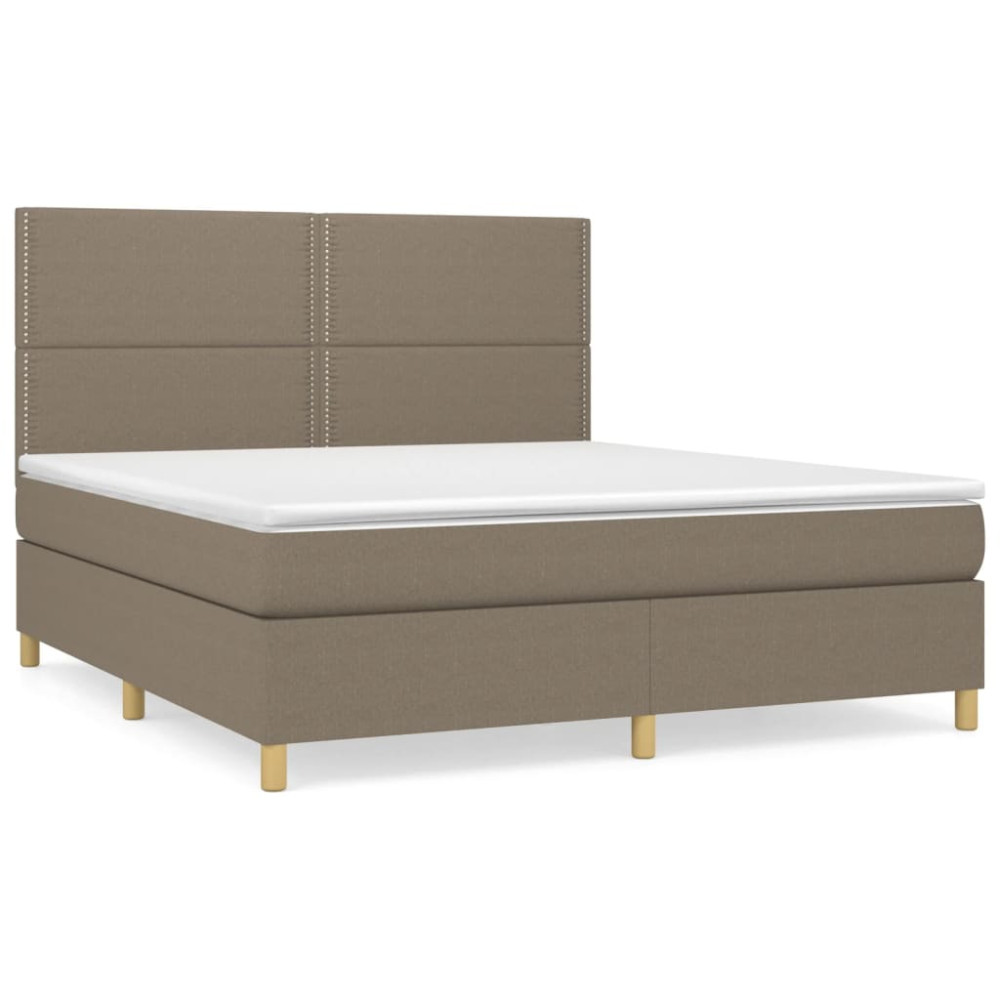 Produktbild för Ramsäng med madrass taupe 180x200 cm tyg