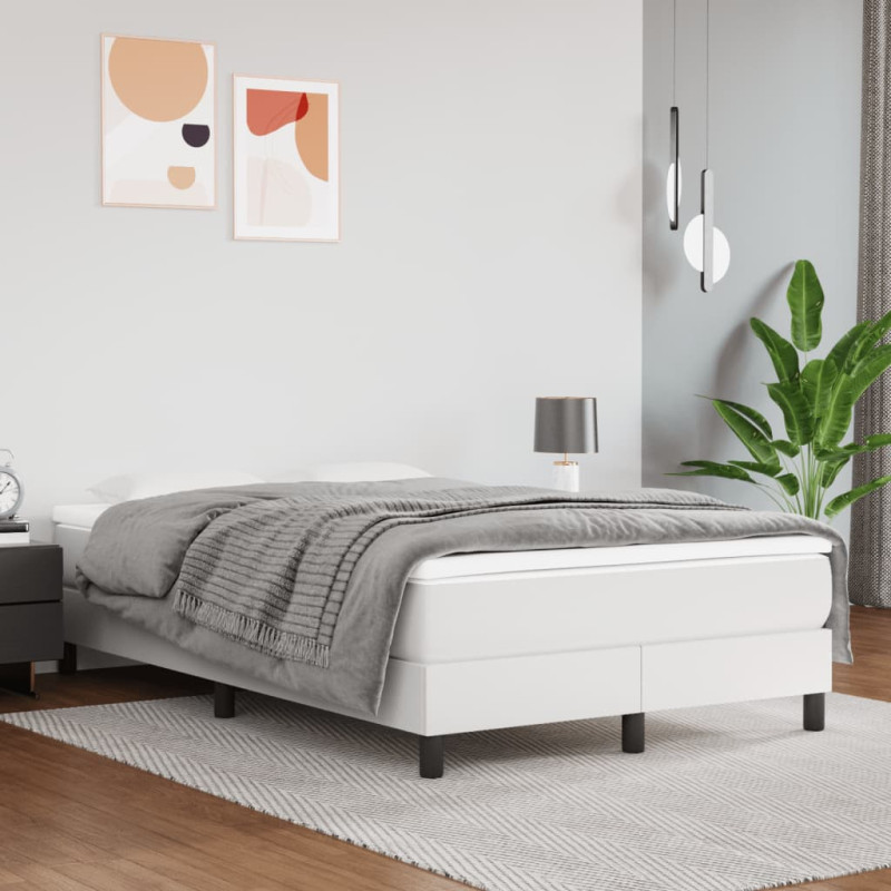 Produktbild för Ramsäng med madrass vit 120x200 cm konstläder