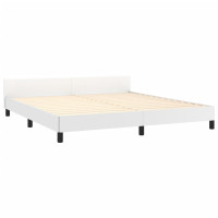 Produktbild för Sängram med huvudgavel vit 180x200 cm konstläder