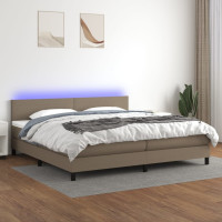 Produktbild för Ramsäng med madrass & LED taupe 200x200 cm tyg