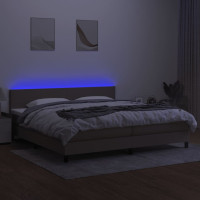 Produktbild för Ramsäng med madrass & LED taupe 200x200 cm tyg