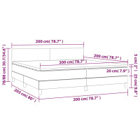 Produktbild för Ramsäng med madrass & LED taupe 200x200 cm tyg