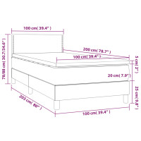 Produktbild för Ramsäng med madrass & LED ljusgrå 100x200 cm tyg