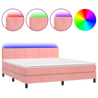Produktbild för Ramsäng med madrass rosa & LED 160x200 cm sammet