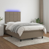 Produktbild för Ramsäng med madrass & LED taupe 120x200 cm tyg