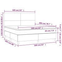 Produktbild för Ramsäng med madrass & LED mörkgrå 160x200 cm tyg