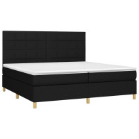 Produktbild för Ramsäng med madrass & LED svart 200x200 cm tyg