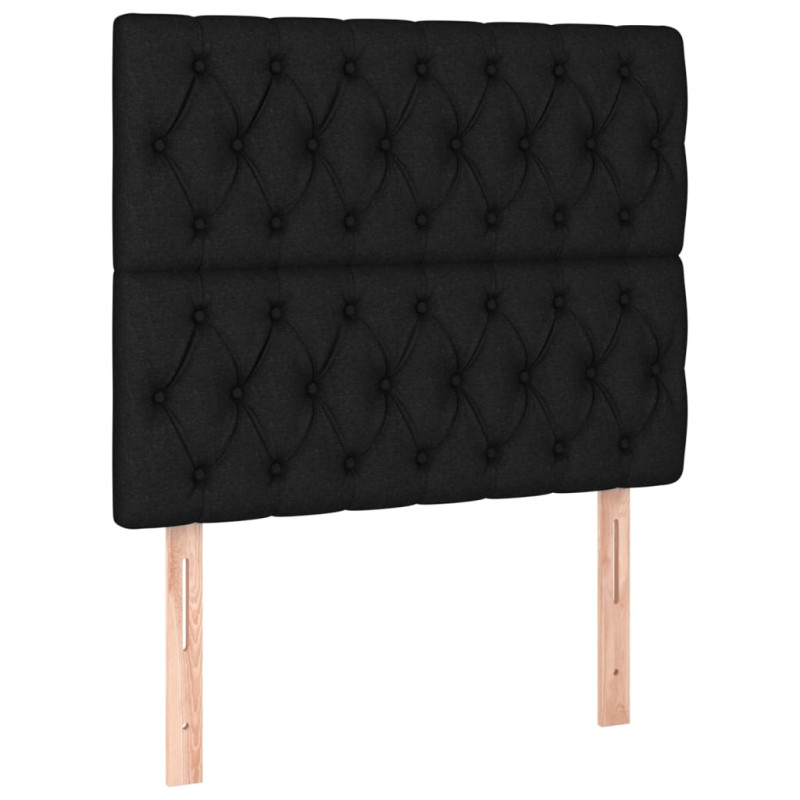 Produktbild för Ramsäng med madrass & LED svart 120x200 cm tyg