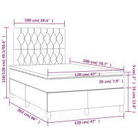 Produktbild för Ramsäng med madrass & LED mörkgrå 120x200 cm sammet