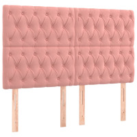 Miniatyr av produktbild för Ramsäng med madrass rosa & LED 180x200 cm sammet