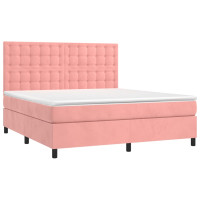 Produktbild för Ramsäng med madrass rosa & LED 180x200 cm sammet