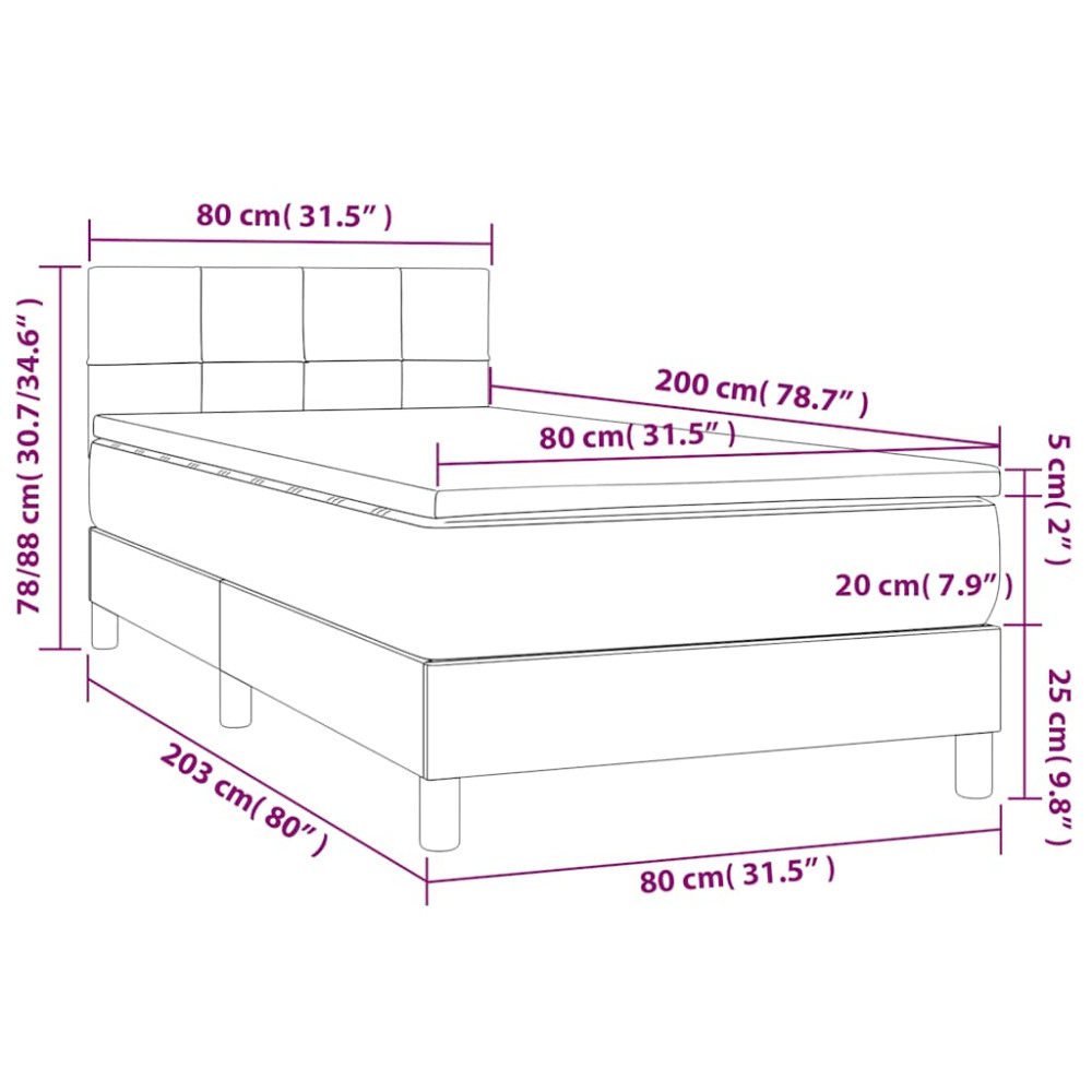 Produktbild för Ramsäng med madrass blå 80x200 cm tyg