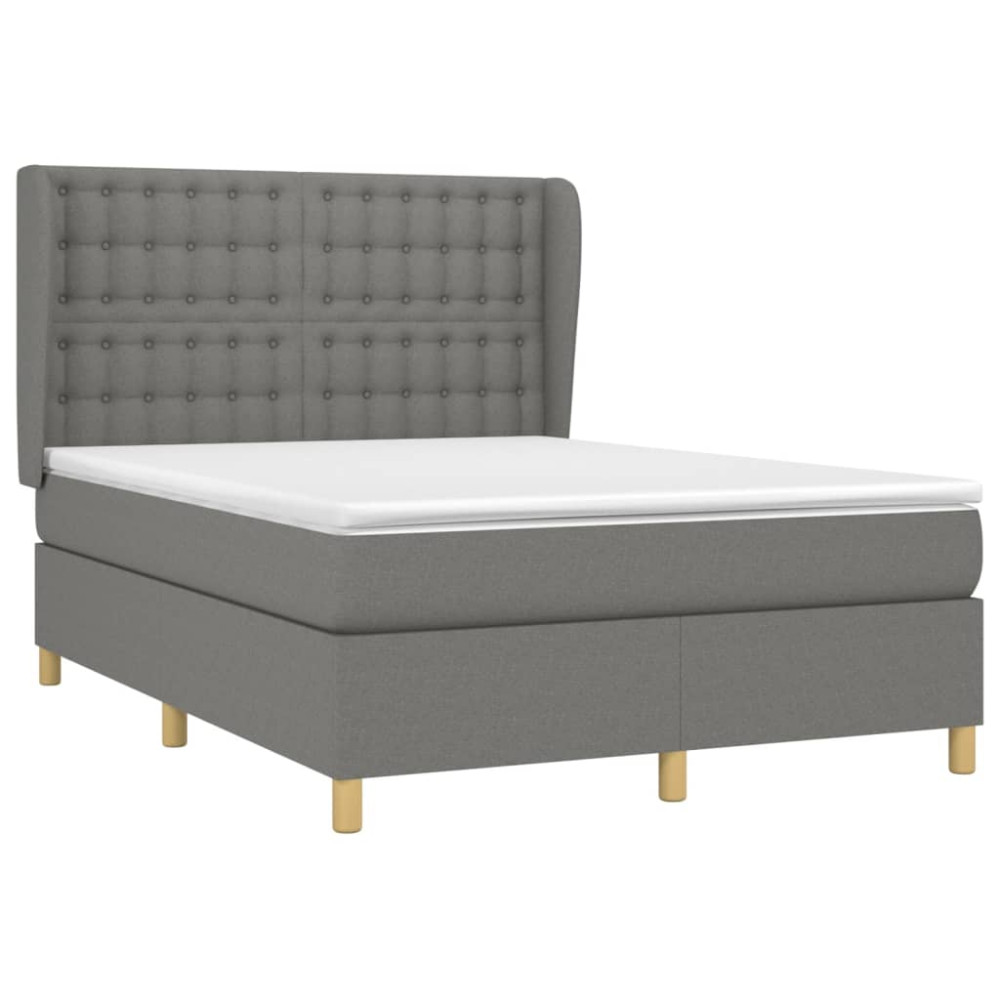 Produktbild för Ramsäng med madrass mörkgrå 140x200 cm tyg