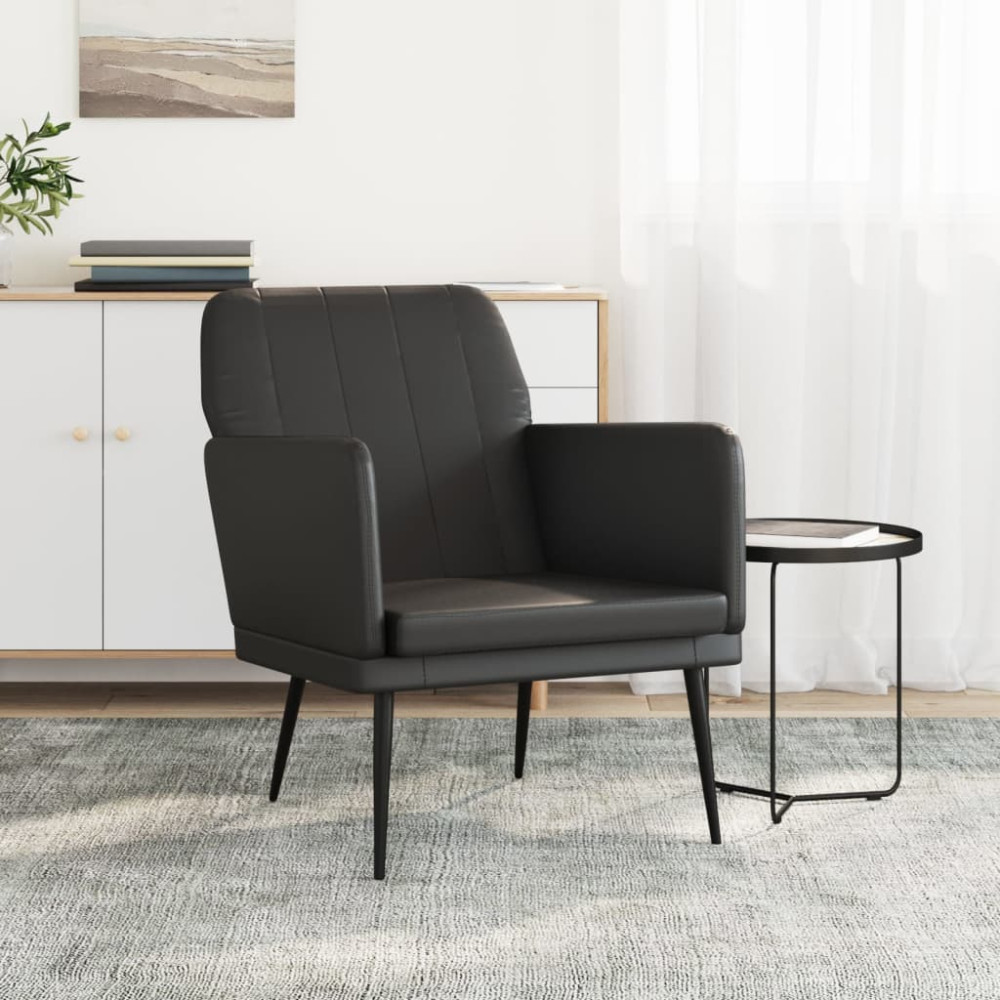 Produktbild för Fåtölj svart 61x78x80 cm konstläder