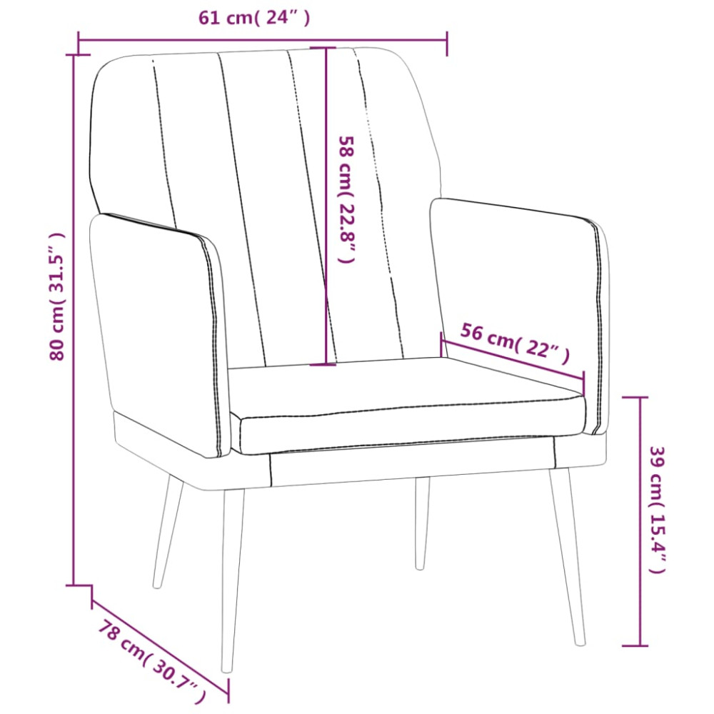 Produktbild för Fåtölj svart 61x78x80 cm konstläder