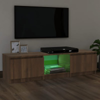 Produktbild för TV-bänk med LED-belysning brun ek 140x40x35,5 cm