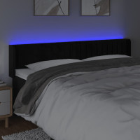 Produktbild för Sänggavel LED svart 203x16x78/88 cm sammet