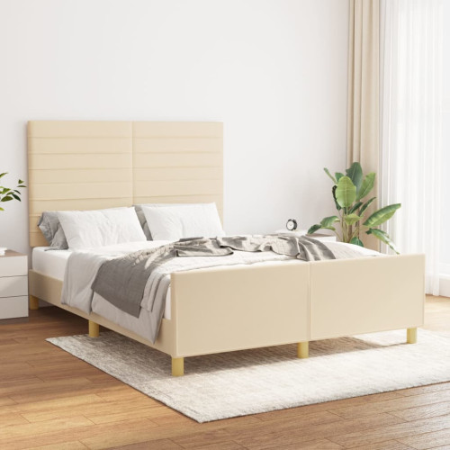 vidaXL Sängram utan madrass gräddvit 140x190 cm tyg - Sängar & Sängramar