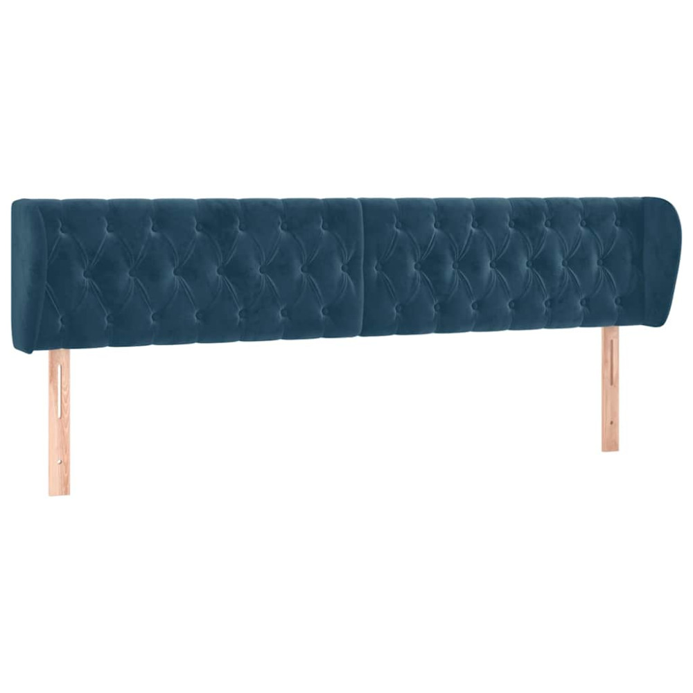 Produktbild för Sänggavel med kanter mörkblå 203x23x78/88 cm sammet