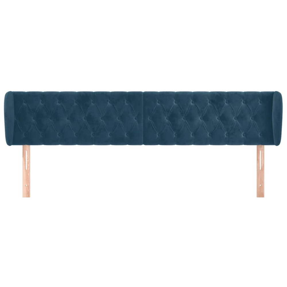 Produktbild för Sänggavel med kanter mörkblå 203x23x78/88 cm sammet