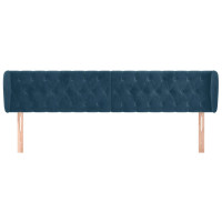 Produktbild för Sänggavel med kanter mörkblå 203x23x78/88 cm sammet