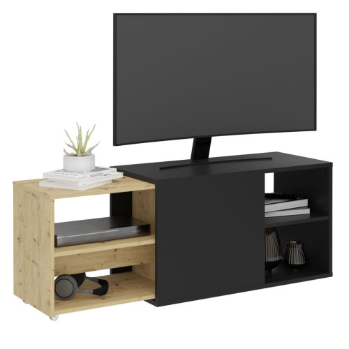 FMD FMD Tv-möbel med 2 öppna fack 133,5x39,9x49,2 cm svart och ek